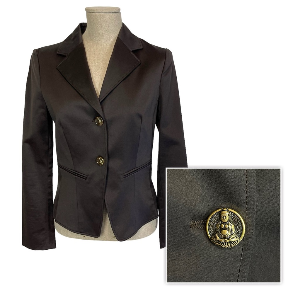 Carla G Buddha Buttons Suit Blazer Jacket Made In Italy 42 S Small